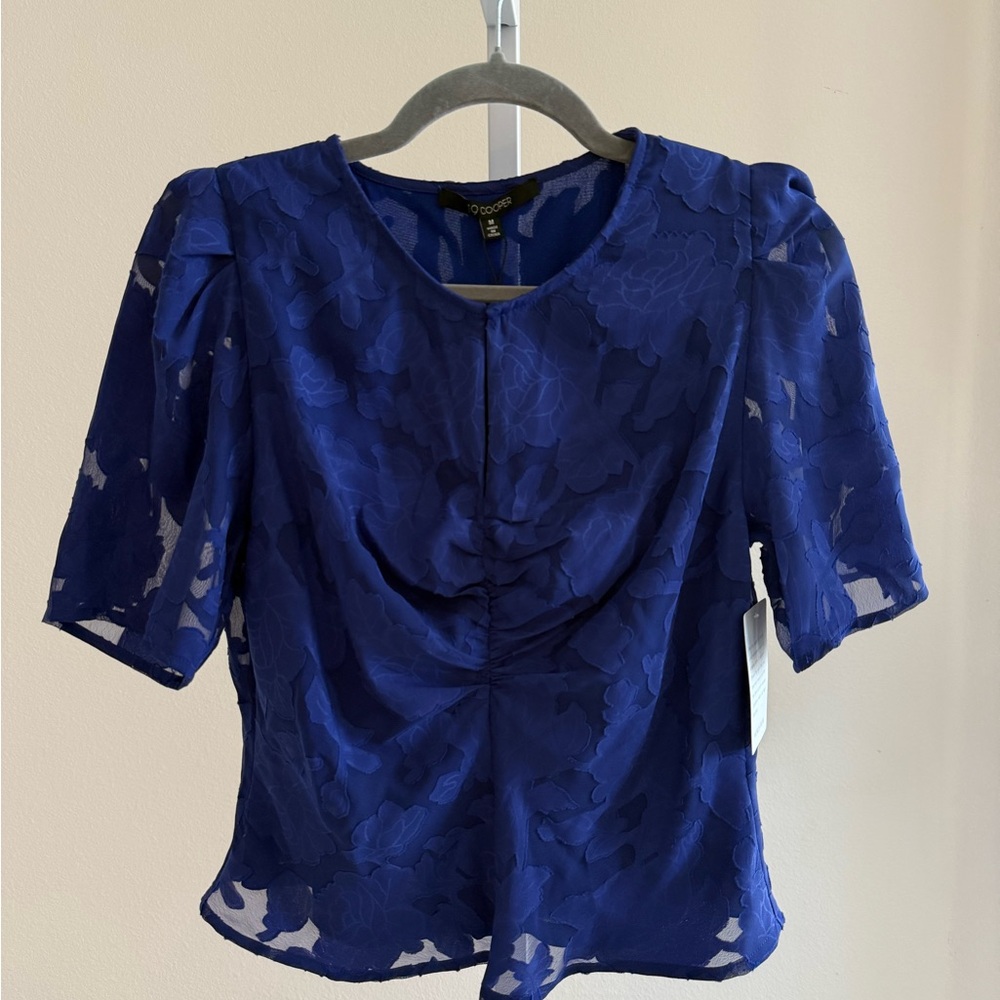 19 Cooper Blue Puff Sleeve Ruched Blouse